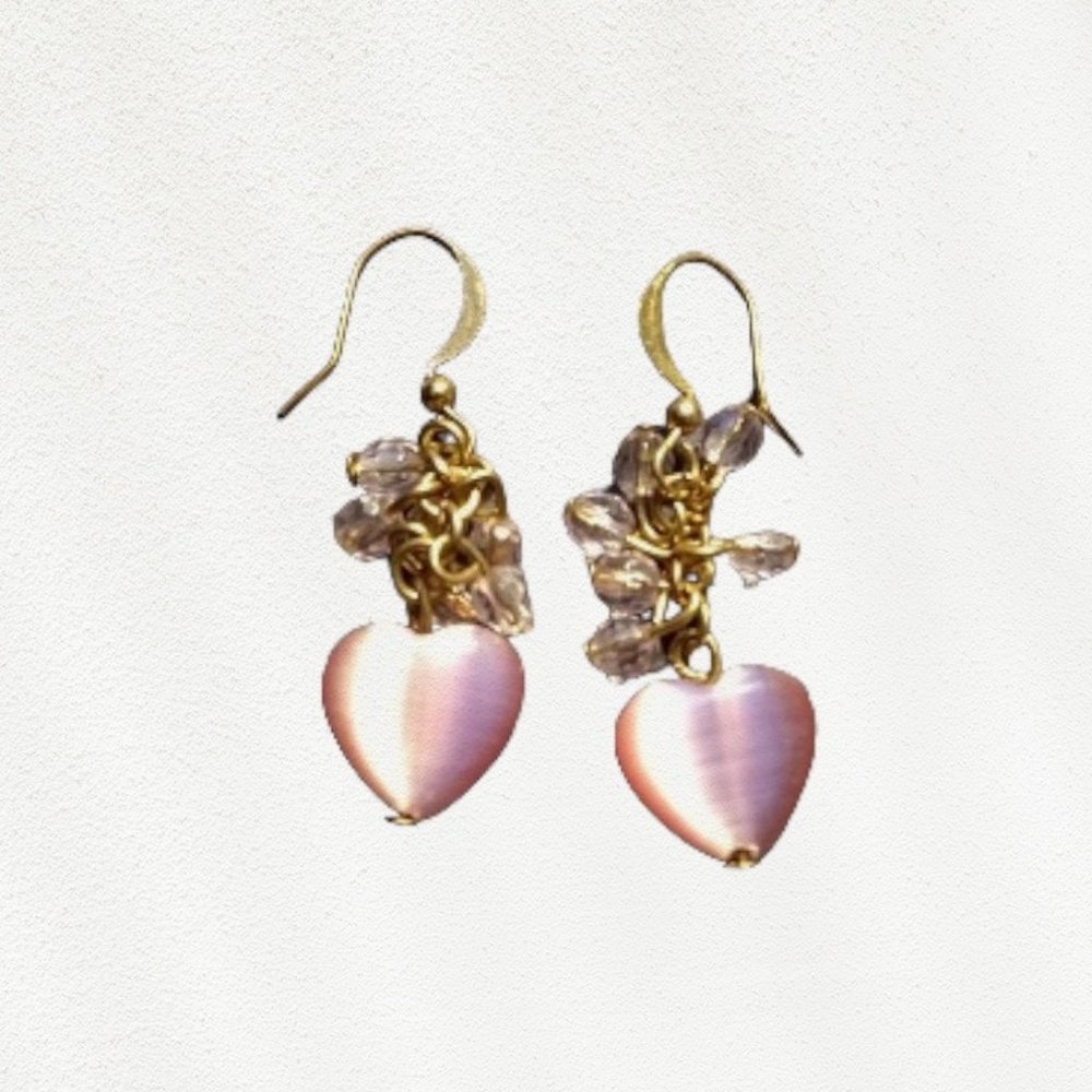 Lovely Pink Heart Short Chandelier Earrings